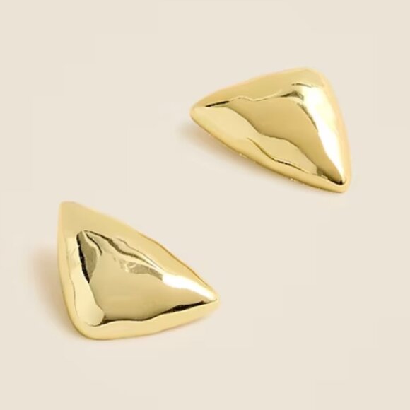 J.Crew Oversized Triangle Studs – Shiny Matte Gold Tone Earrings - Picture 1 of 3